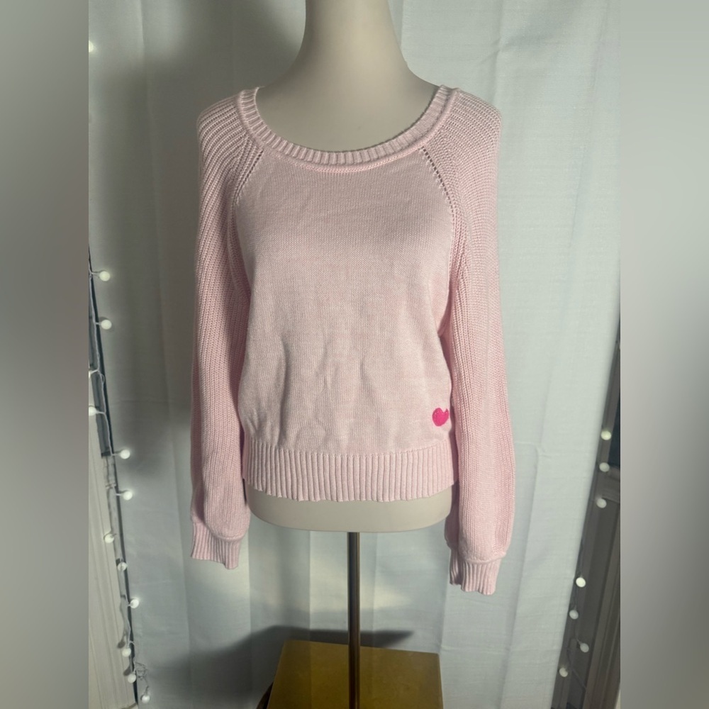 Kerri Rosenthal Pink Knit Sweater Heart Detail Size M